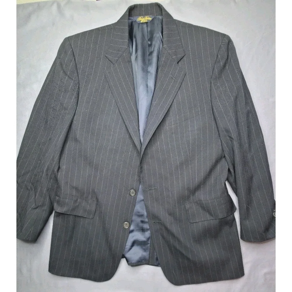 Brooks Brothers Pinstripe Wool Suit Blazer Men 39 Long 2-Button BlueUSA Made